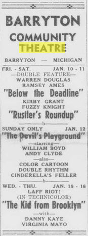 Community Theatre - Jan 9 1947 Ad